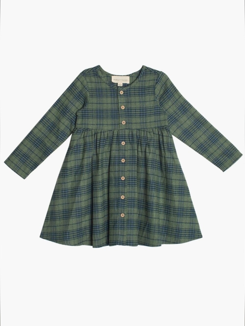 Mabel + Honey Plaid Long Sleeve Dress - Cotton